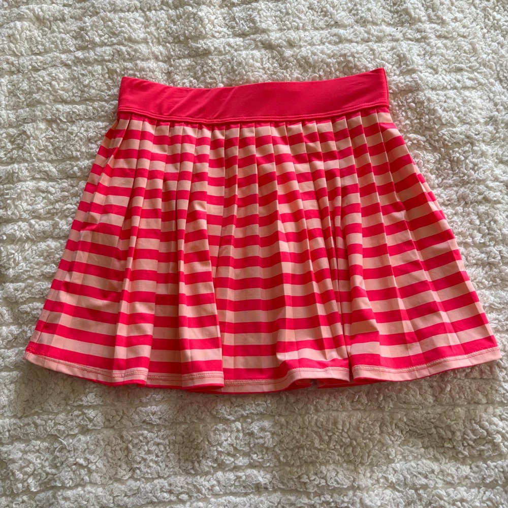 Kate Spade Georgica Geranium Striped Pleated Swim Cover Up Skirt Sz M Barbiecore
